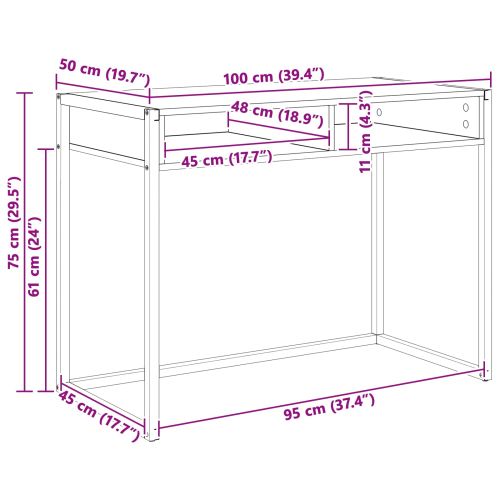 Бюро със съхранение Черния дъб 100 x 50 x 75 cm Инженерно дърво