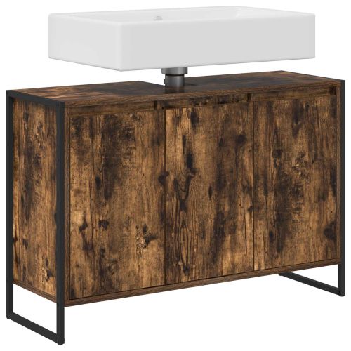 Шкаф за баня с врата Димящ дъб 90 x 30 x 60 cm Инженерно дърво