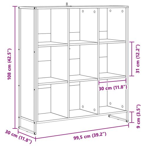 Шкаф за книги Сив Сонома 99.5 x 30 x 108.5 см Инженерно дърво