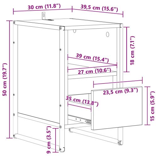 Нощно шкафче Старо дърво 39,5 x 30 x 50 см Инженерно дърво