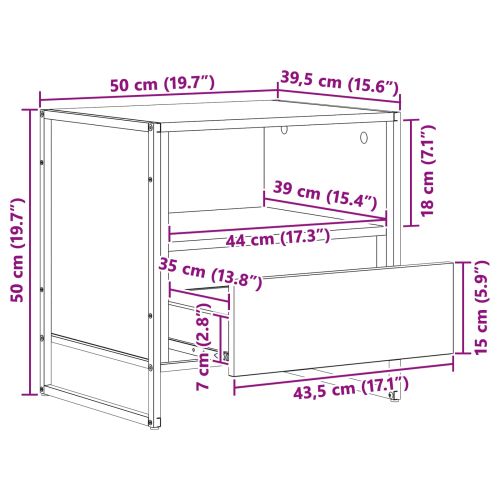 Нощно шкафче Черния дъб 50 x 39,5 x 50 см Инженерно дърво