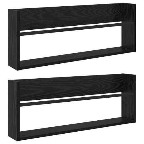 Етажерка за списания с рафт 2 pcs Черния дъб 80 x 12 x 30 см