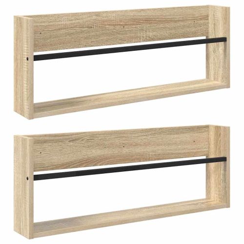 Етажерка за списания с рафт 2 pcs Сонома дъб 80 x 12 x 30 см