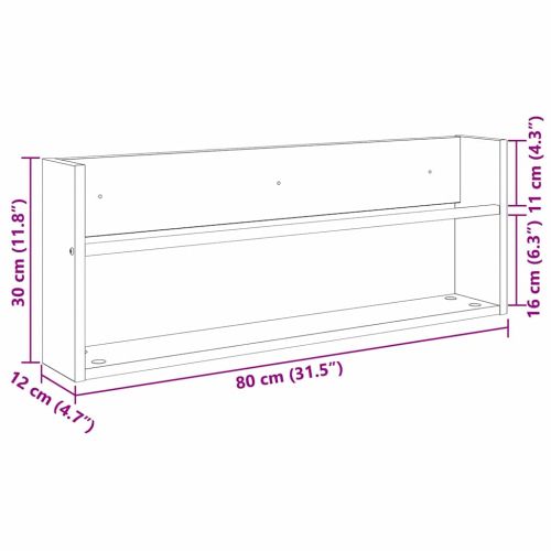Етажерка за списания с рафт 2 pcs Димян дъб 80 x 12 x 30 см