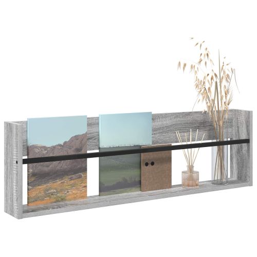 Етажерка за списания с рафт Сив Сонома 100 x 12 x 30 см