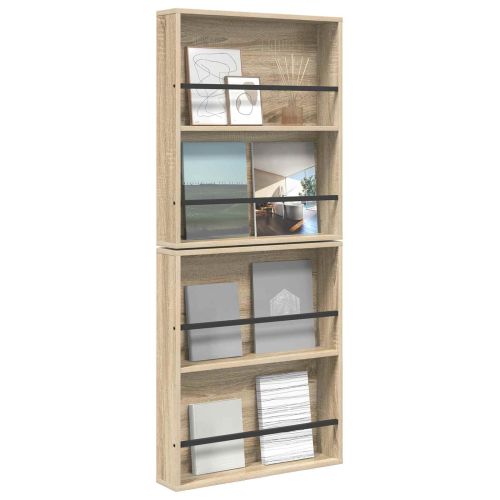 Етажерка за списания с рафт 2 pcs Сонома дъб 60 x 12 x 70 см