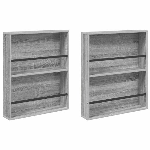 Етажерка за списания с рафт 2 pcs Сив Сонома 60 x 12 x 70 см