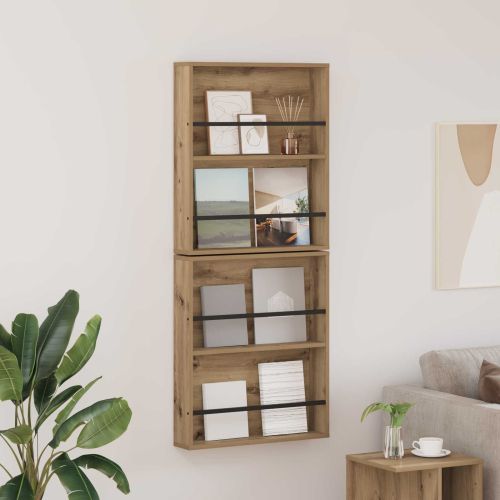 Етажерка за списания 2 pcs Дъб 60 x 12 x 70 см Инженерно дърво