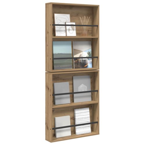 Етажерка за списания 2 pcs Дъб 60 x 12 x 70 см Инженерно дърво
