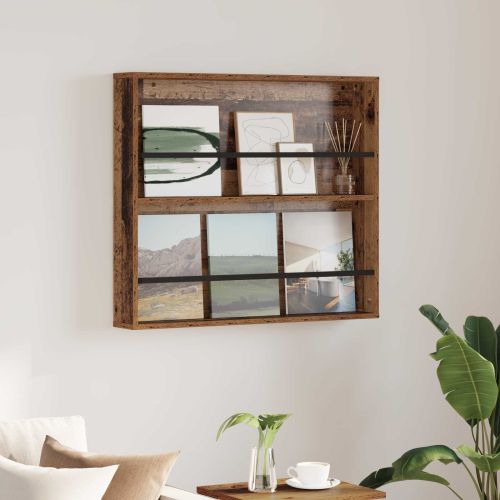Етажерка за списания с рафт Старо дърво 80 x 12 x 70 см