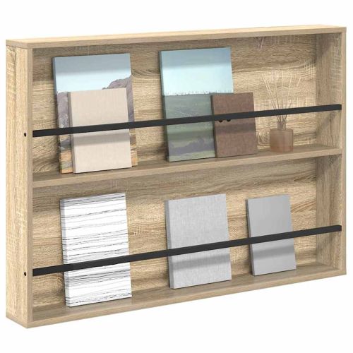 Етажерка за списания с рафт Сонома дъб 100 x 12 x 70 см