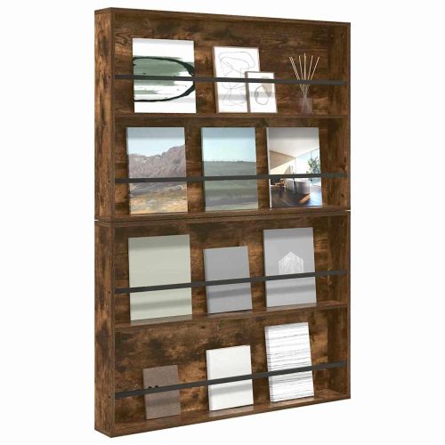 Етажерка за списания с рафт 2 pcs Димян дъб 100 x 12 x 70 см
