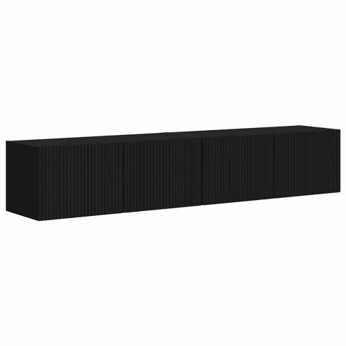 TV стенен шкаф 2 pcs Черно 60 x 31 x 29.5 см Инженерно дърво