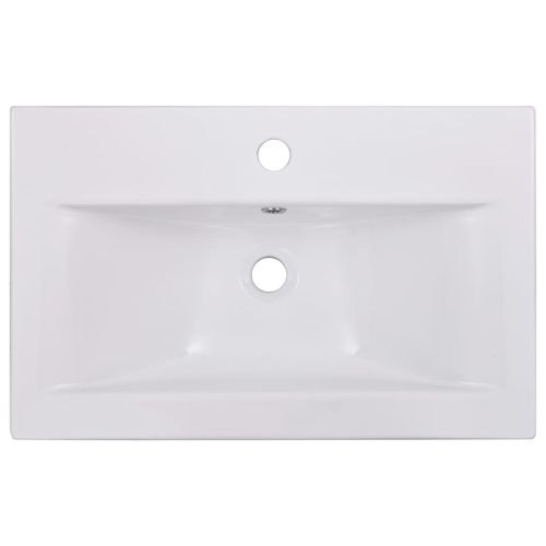 Комплект мебели за баня, бял, инженерно дърво