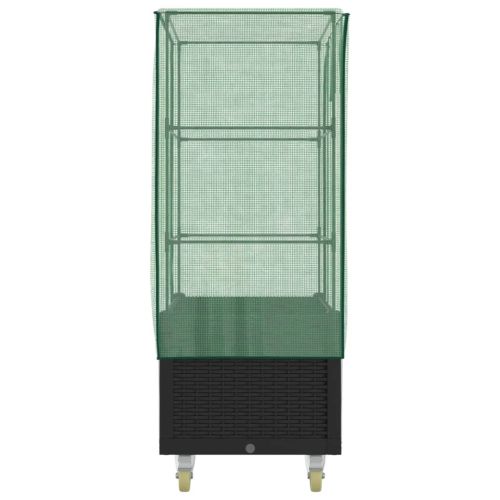 Повдигнато легло с капак и колела, ратанова визия, 80x50x182 см