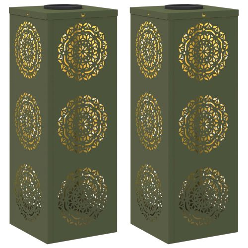 Соларна LED светлина за пътека 2 pcs Маслинено зелено