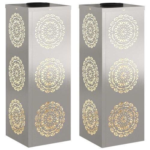 Соларна LED светлина за пътека 2 pcs Сребрист