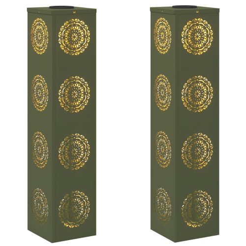 Соларна LED светлина за пътека 2 pcs Маслинено зелено