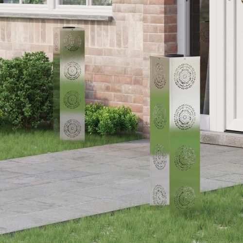 Соларна LED светлина за пътека 2 pcs Сребрист