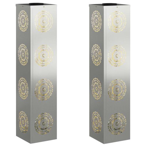 Соларна LED светлина за пътека 2 pcs Сребрист