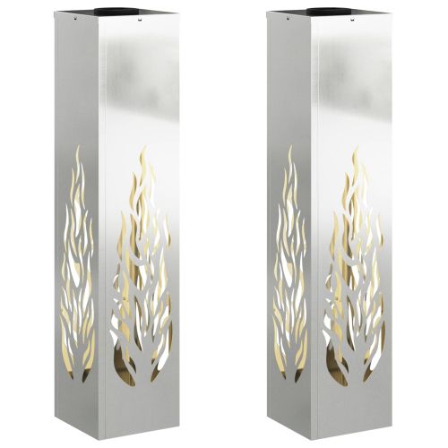 Соларна LED светлина за пътека 2 pcs Сребрист