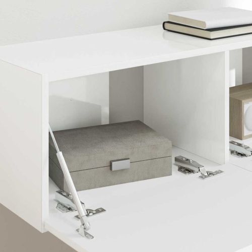 TV стенен шкаф Гланц бяло 98 x 31 x 29,5 см Инженерно дърво