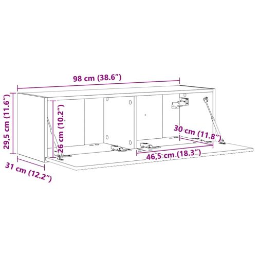 TV стенен шкаф Гланц бяло 98 x 31 x 29,5 см Инженерно дърво