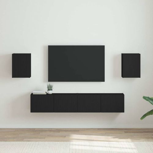 TV стенен шкаф 2 pcs Черно 30 x 31 x 40 см Инженерно дърво