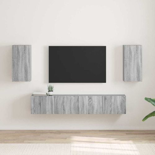 TV стенен шкаф 2 pcs Сив Сонома 30 x 31 x 60 см Инженерно дърво