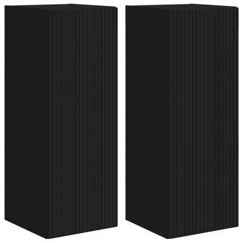 TV стенен шкаф 2 pcs Черно 30 x 31 x 80 см Инженерно дърво