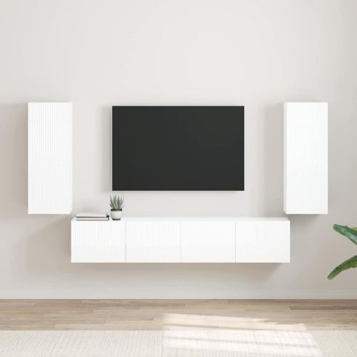 TV стенен шкаф 2 pcs Гланц бяло 30 x 31 x 80 см Инженерно дърво