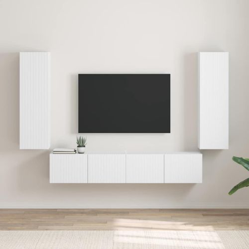 TV стенен шкаф 2 pcs Бяло 30 x 31 x 100 см Инженерно дърво