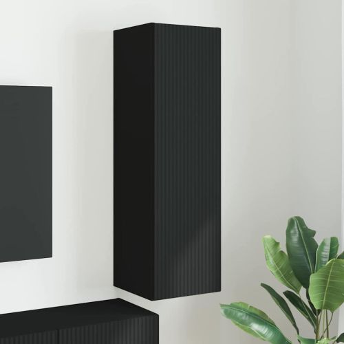 TV стенен шкаф Черно 30 x 31 x 100 см Инженерно дърво