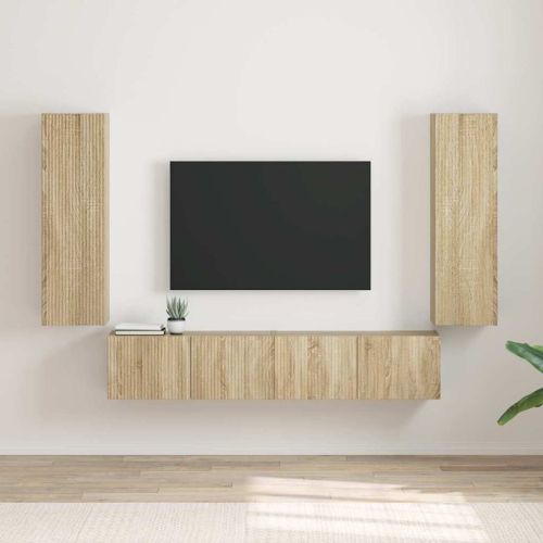 TV стенен шкаф 2 pcs Сонома 30 x 31 x 100 см Инженерно дърво