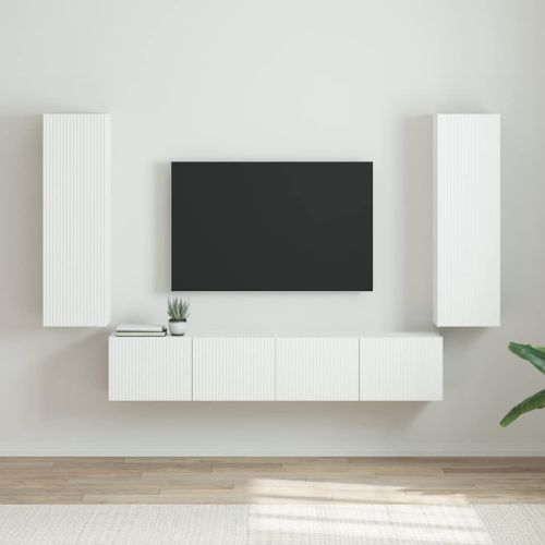 TV стенен шкаф 2 pcs Гланц бяло 30 x 31 x 100 см