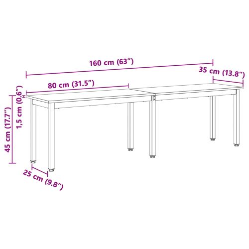 Пейка Бяло 160 x 35 x 45 cm Солидно борово дърво
