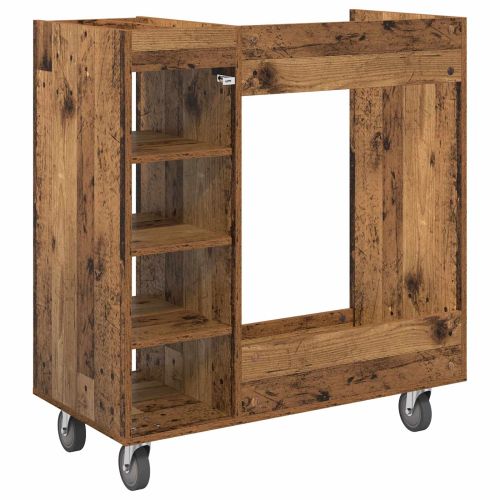 Голф шкаф с колело Едноцветен Старо дърво 90 x 45 x 98 см