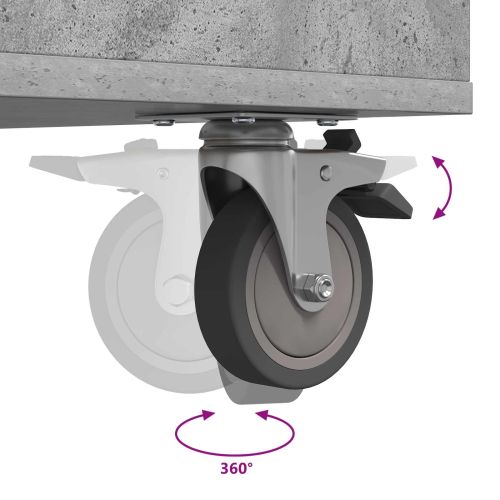Голф шкаф с колело Едноцветен Циментено сиво 120 x 45 x 98 см