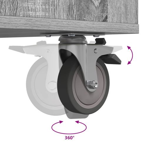 Голф шкаф с колело Едноцветен Сив Сонома 120 x 45 x 98 см