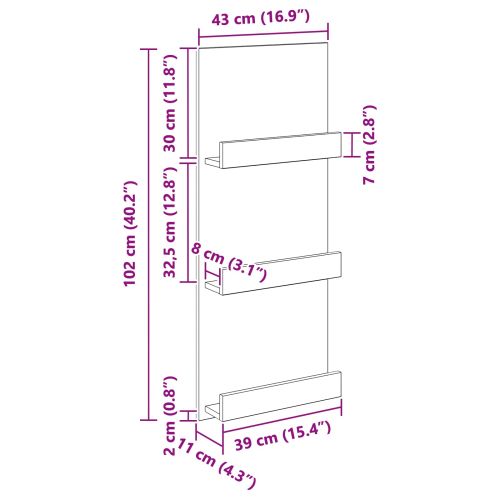 Етажерка за списания с рафт Старо дърво 43 x 11 x 102 см