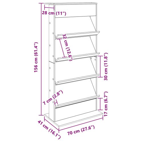 Етажерка за списания с рафт Циментено сиво 70 x 41 x 156 см
