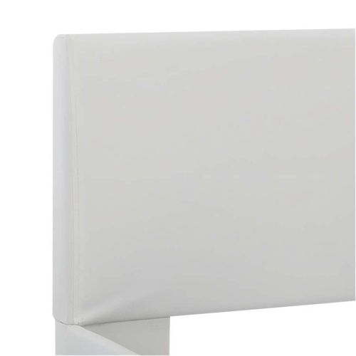 Рамка за легло с LED, бяла, изкуствена кожа, 160x200 cм