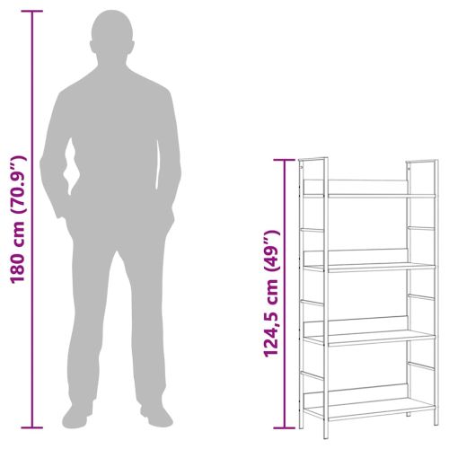 Библиотека с 4 рафта, бяла, 60x27,6x124,5 см, инженерно дърво