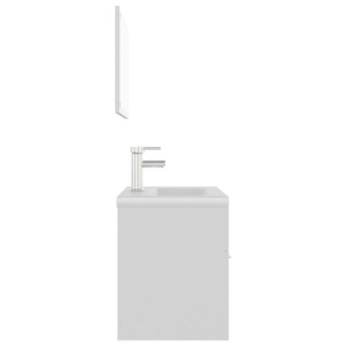 Комплект мебели за баня, бял, инженерно дърво