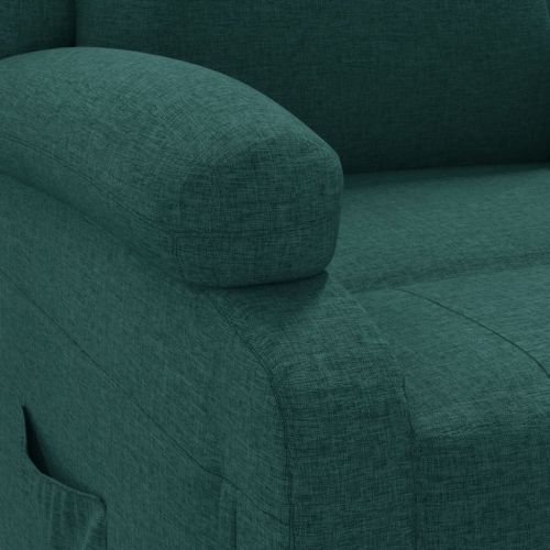 Електрически реклайнер стол, тъмнозелен, текстил