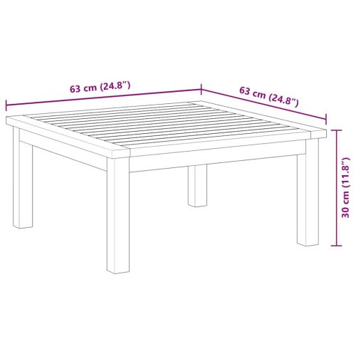 Градинска лаундж маса, 63x63x30 см, акациева дървесина масив