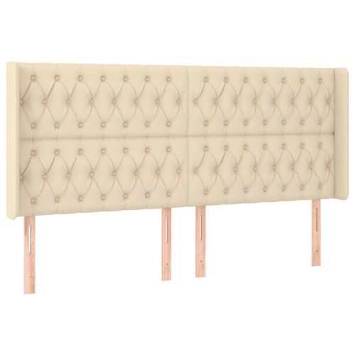 Боксспринг легло с матрак и LED, кремаво, 180x200 см, плат