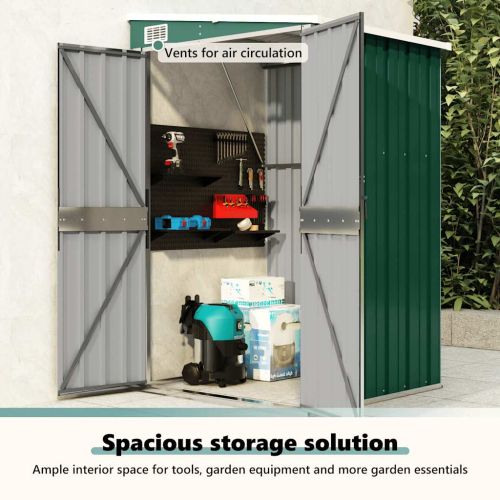 Градинска барака за стенен монтаж зелена 118x100x178 см стомана