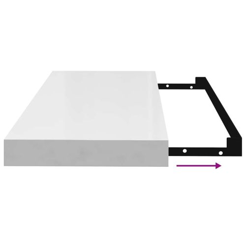 Окачен стенен рафт, бял гланц, 60x23,5x3,8 см, МДФ