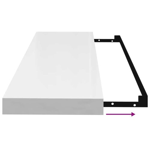 Окачен стенен рафт, бял гланц, 80x23,5x3,8 см, МДФ